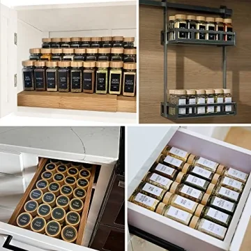 Churboro 48 Spice Jars Set with Bamboo Lids for Kitchen Organization