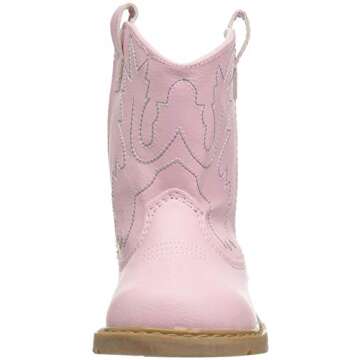 Baby Deer Round Toe Western Boot, White SZ 2