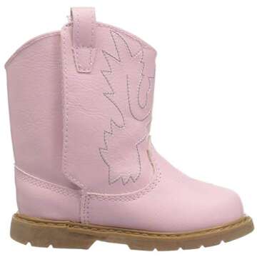 Baby Deer Round Toe Western Boot, White SZ 2