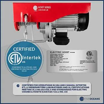 Powerful Five Oceans Electric Hoist with Remote Control