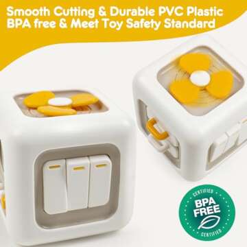 ROOCHKD Montessori Busy Cube Sensory Activity Board Car Travel Activities Fine Motor Toy for Kids Hands-on Ability Learning, Party Favors First Birthday Tank You Gifts for Toddlers 12 Months+