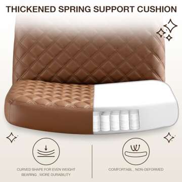 Criss Cross Chair Armless PU Leather Office Desk Chair,Cross Legged Home Office Chair No Wheels,120° Rocking Ergonomic PC Chair,Thicken Padded Swivel Vanity Chair for Women, Girls,Accent Chair