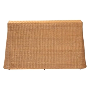 Bali & Pari Bohemian Honey Scallop Rattan Console Table