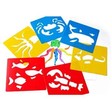 Lependor 36 Pieces Plastic Drawing Painting Stencil Templates for Kids Crafts - Washable Template for School Projects - Random Colors
