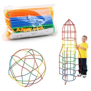 Smart Builder Straw Builder Set 400 Piece STEM Construction Engineering Toy for Boys and Girls Educational Motor-Skill Building Gift for Kids