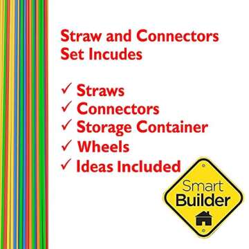 Smart Builder Straw Builder Set 400 Piece STEM Construction Engineering Toy for Boys and Girls Educational Motor-Skill Building Gift for Kids