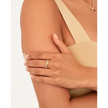 PAVOI Gold Stacking Rings with Cubic Zirconia for Women