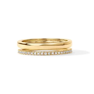 PAVOI Gold Stacking Rings with Cubic Zirconia for Women