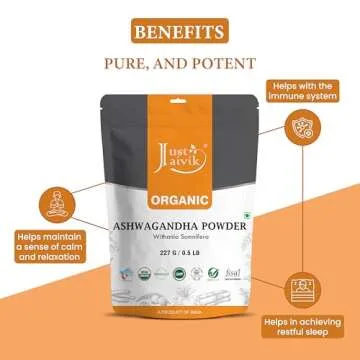 100% Organic Ashwagandha Powder for Stress Relief 8 oz