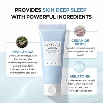 SKIN1004 Hyalu-CICA Sleeping Pack 3.38 fl.oz, 100ml Melatonin Hyaluronic Acid Centella Asiatica Extract Moist and Revitalization Multi Care Solutions