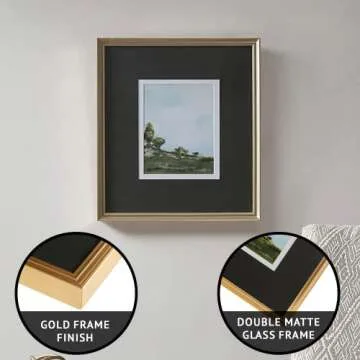 Madison Park Across The Plains 1 Wall Art Living Room Decor - Landscape Print Double Mat Canvas, Home Accent Bathroom Decoration, Ready to Hang Poster Painting for Bedroom, 17.2" X 19.2"