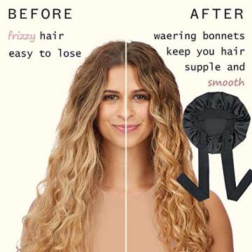 Satin Bonnet for Sleeping - Adjustable Silk Hair Cap