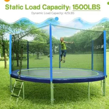 Zupapa Trampolines No-Gap Design 1500 LBS Weight Capacity 16 15 14 12 10 8FT for Kids Children with ...