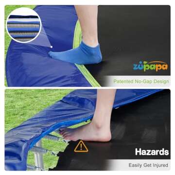 Zupapa Trampolines No-Gap Design 1500 LBS Weight Capacity 16 15 14 12 10 8FT for Kids Children with Safety Enclosure Net Outdoor Backyards Large Recreational Trampoline