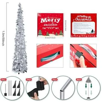 MACTING 5FT Collapsible Christmas Pop Up Tree with Lights