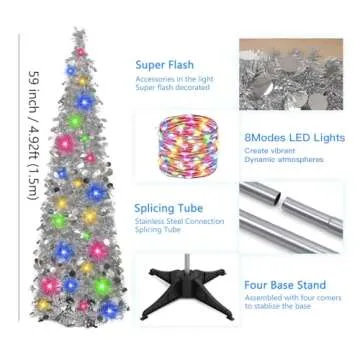 MACTING 5FT Collapsible Christmas Pop Up Tree with Lights