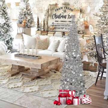 MACTING 5FT Collapsible Christmas Pop Up Tree with Lights