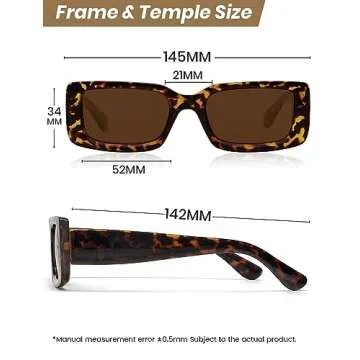 Veda Tinda Vision Rectangle Sunglasses Men Brown Tortoise Shell Polarized Driving Trendy Retro 90s Vintage y2k Glasses for Women UV Protection Skin Mens Square Frame Shades Womens Accessories C01S02