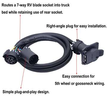MOCW 7-Foot 7-Pin Vehicle Trailer Wiring Harness Extension Truck Bed Extension for 5th Wheel and Goo...