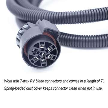 MOCW 7-Foot 7-Pin Vehicle Trailer Wiring Harness Extension Truck Bed Extension for 5th Wheel and Gooseneck Trailers for Chevrolet, Dodge, Ford, GMC,Nissan, Ram Toyota