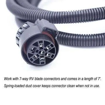 MOCW 7-Foot 7-Pin Vehicle Trailer Wiring Harness Extension Truck Bed Extension for 5th Wheel and Gooseneck Trailers for Chevrolet, Dodge, Ford, GMC,Nissan, Ram Toyota