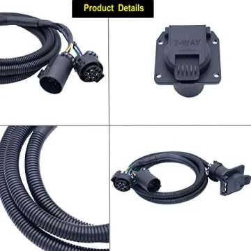 MOCW 7-Foot 7-Pin Vehicle Trailer Wiring Harness Extension Truck Bed Extension for 5th Wheel and Gooseneck Trailers for Chevrolet, Dodge, Ford, GMC,Nissan, Ram Toyota