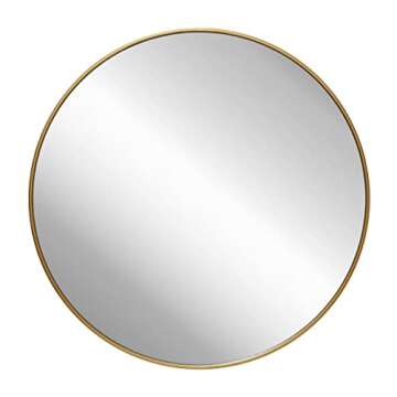 Gold Circle Wall Mirror 36 Inch Round Wall Mirror for Entryways, Washrooms, Living Rooms and More (Gold, 36")