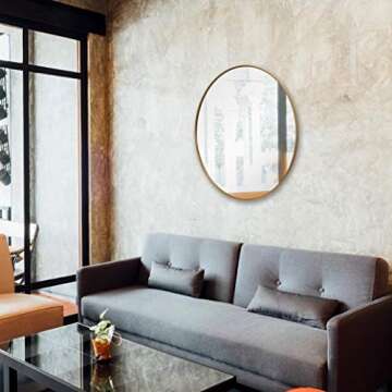 Gold Circle Wall Mirror 36 Inch Round Wall Mirror for Entryways, Washrooms, Living Rooms and More (Gold, 36")