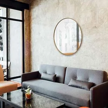 Gold Circle Wall Mirror 36 Inch Round Wall Mirror for Entryways, Washrooms, Living Rooms and More (Gold, 36")