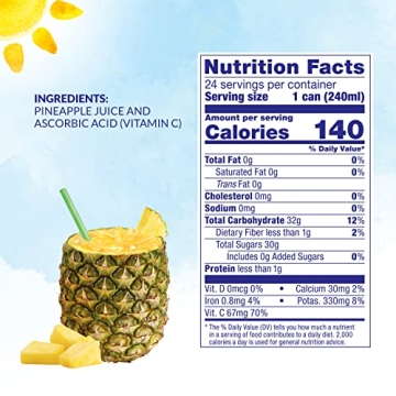 Dole 100% Pineapple Juice - 48 Cans with Vitamin C