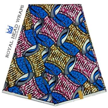 DESIGN 98 Blue Pink Head Wrap | 100% Cotton HEAD SCARF | Royal Head Wraps