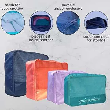 Colorful Travel Packing Cubes - Lightweight & Versatile