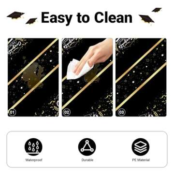 2 Pack Graduation Tablecloths,Graduation Party Decorations 2025,Black Gold Rectangle Table Decors 54"x108" Plastic Disposable Tablecloths,Graduation Table Cloths for Parties,Graduation Party Supplies