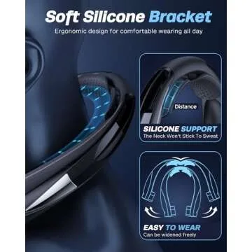 Laimiod Portable Neck Fan with LED Light - USB-C Rechargeable