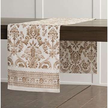Maison d' Hermine Tablerunners 100% Cotton Table Runner Decorative Table Cover for Home, Kitchen, Dining, Cocktail Parties, Allure (Double Layer) - Thanksgiving/Christmas (14.50"x108")