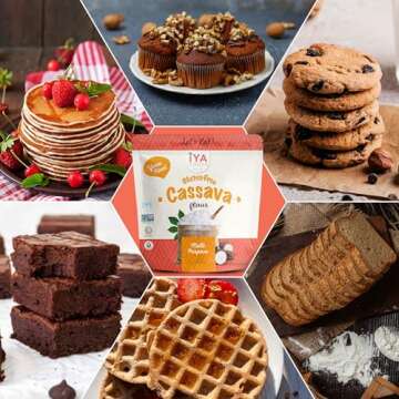 Iya Foods Cassava Flour - all purpose flour, Grain-Free, Non-GMO & Kosher verified - Multi purpose wheat flour substitute; Made From 100% Yuca Root - Zero Additives & Preservatives - 5lb Pack