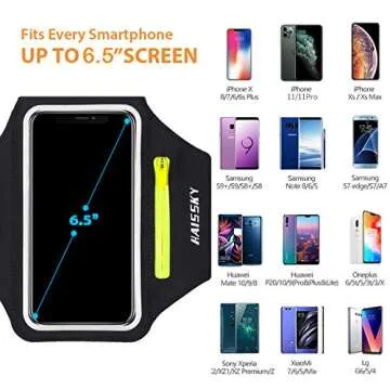 Running Armband with Earphone Bag Cell Phone Armband for iPhone 16 15 Pro 14 Plus 13 11 XR XS, Galaxy S24/S10 Water Resistant Sports Phone Holder Case & Zipper Slot Car Key Holder for 6.7 inch Phone