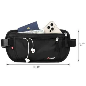 Money Belt - Passport Holder Security Hidden Slim Travel Wallet Fanny Pack with RFID Blocking
