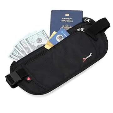 Money Belt - Passport Holder Security Hidden Slim Travel Wallet Fanny Pack with RFID Blocking