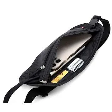 Money Belt - Passport Holder Security Hidden Slim Travel Wallet Fanny Pack with RFID Blocking