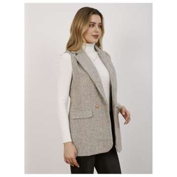Stylish MakeMeChic Tweed Vest for Women - Perfect Layering Piece
