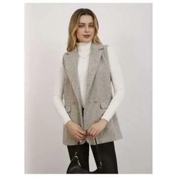 Stylish MakeMeChic Tweed Vest for Women - Perfect Layering Piece