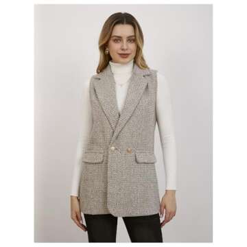 Stylish MakeMeChic Tweed Vest for Women - Perfect Layering Piece