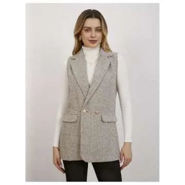 Stylish MakeMeChic Tweed Vest for Women - Perfect Layering Piece