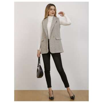 Stylish MakeMeChic Tweed Vest for Women - Perfect Layering Piece