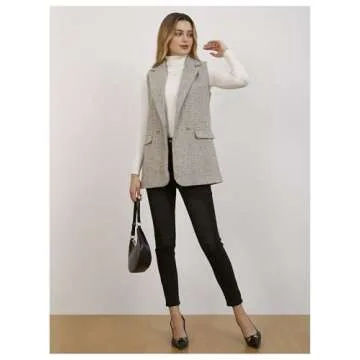 Stylish MakeMeChic Tweed Vest for Women - Perfect Layering Piece