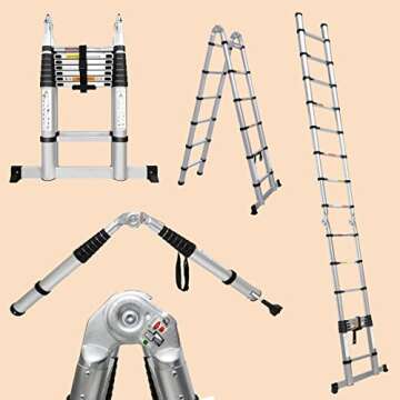 Lightweight 16.5FT Telescoping Aluminum Ladder 330lbs