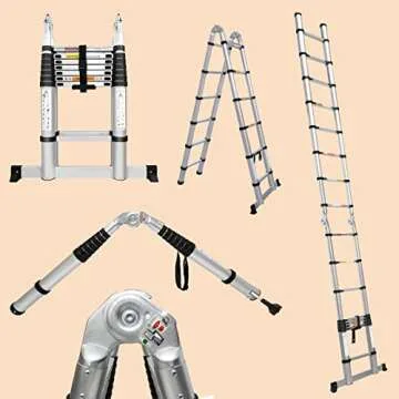 Lightweight 16.5FT Telescoping Aluminum Ladder 330lbs