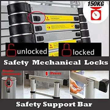 Lightweight 16.5FT Telescoping Aluminum Ladder 330lbs