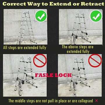 Lightweight 16.5FT Telescoping Aluminum Ladder 330lbs
